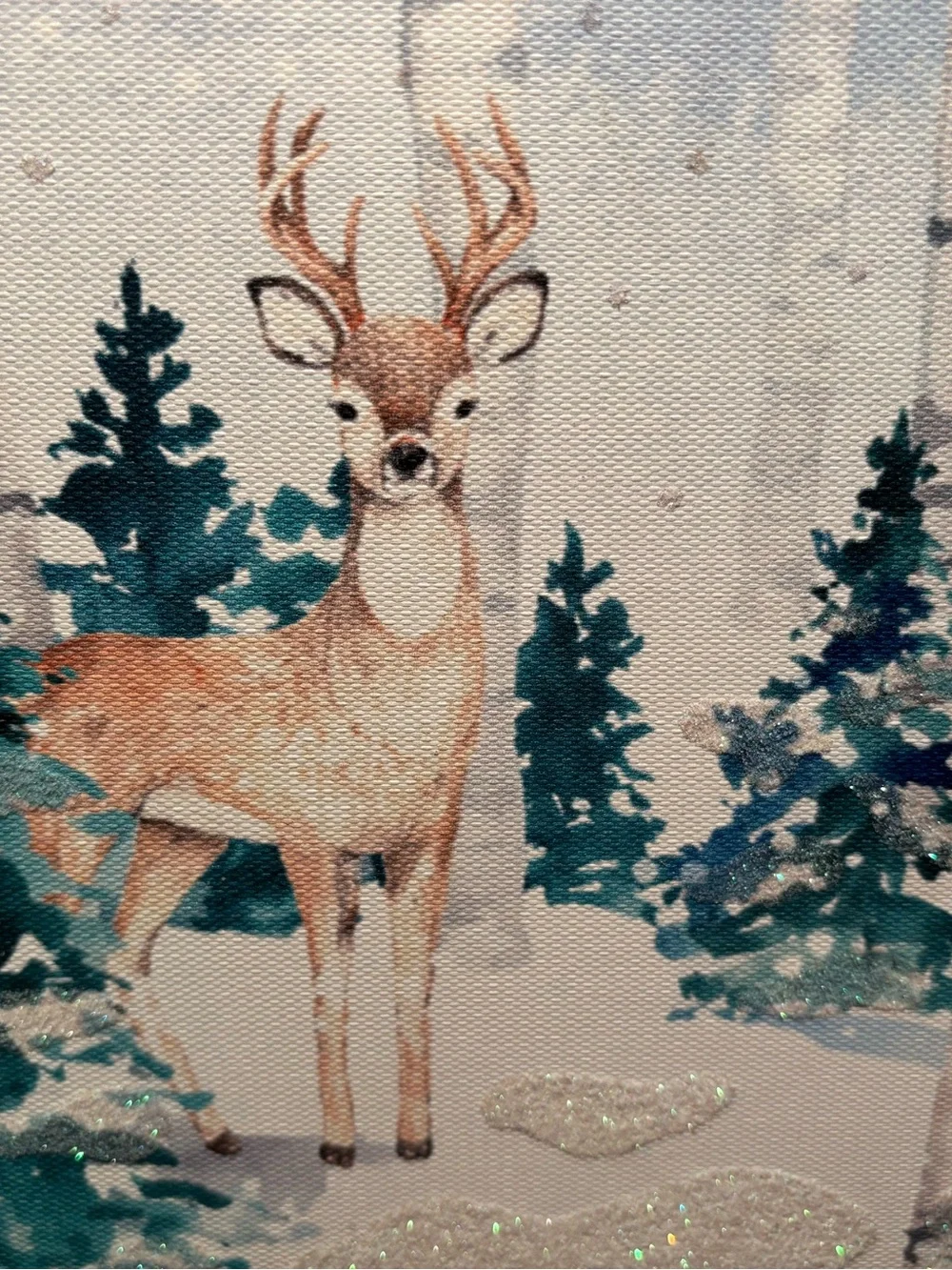 Clementine Paper Inc. Winter Holiday Deer Canvas Wall Art. 11” x 14” x 1.75.”
